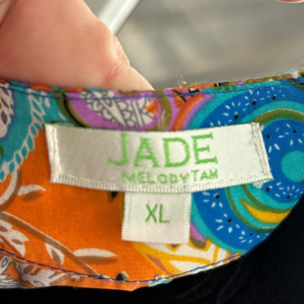 Jade Melody Tam boho paisley print tunic v-neck top lace detail XL - Picture 4 of 4